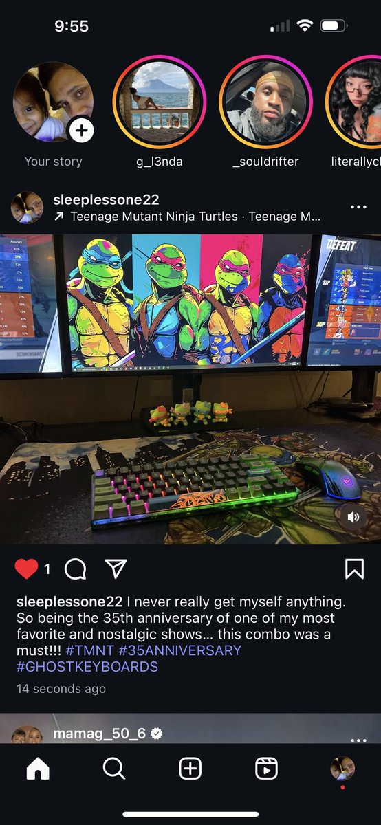 Sleeplessone22's tweet image. | never really get myself anything.
So being the 35th anniversary of one of my most favorite and nostalgic shows... this combo was a must!!! #TMNT #35ANNIVERSARY #GHOSTKEYBOARDS