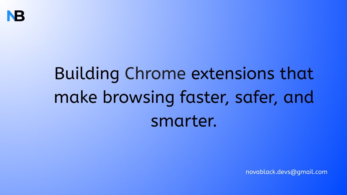 NovaBlack_'s tweet image. Welcome to NovaBlack! 🌐 We build Chrome extensions that make browsing faster, safer, and smarter. From blocking distractions to boosting productivity, our tools help you get the most out of your browser. Follow us for updates! #ChromeExtensions #BetterBrowsing #Productivity