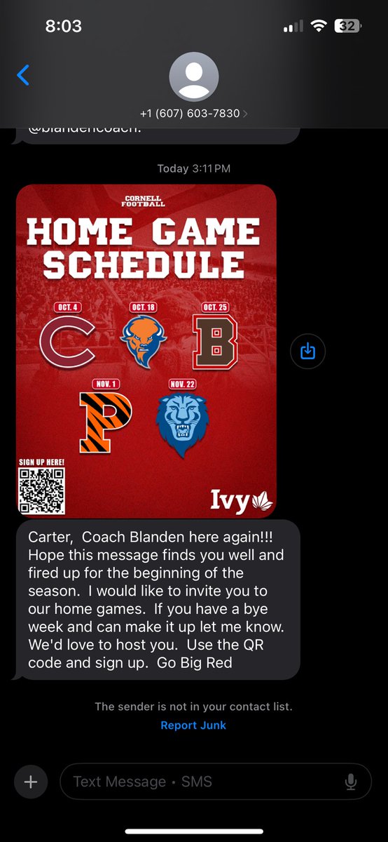 First off I would like to thank <a href="/BlandenCoach/">Will Blanden</a> for the game invite. Second off I would like to thank <a href="/BigRed_Football/">Cornell Football</a> and <a href="/Cornell/">Cornell University</a> university for this amazing opportunity. <a href="/CoachHenzmann/">Coach Liam Henzmann</a> <a href="/CoachJakeOwens9/">Jake Owens</a> ✝️✝️✝️