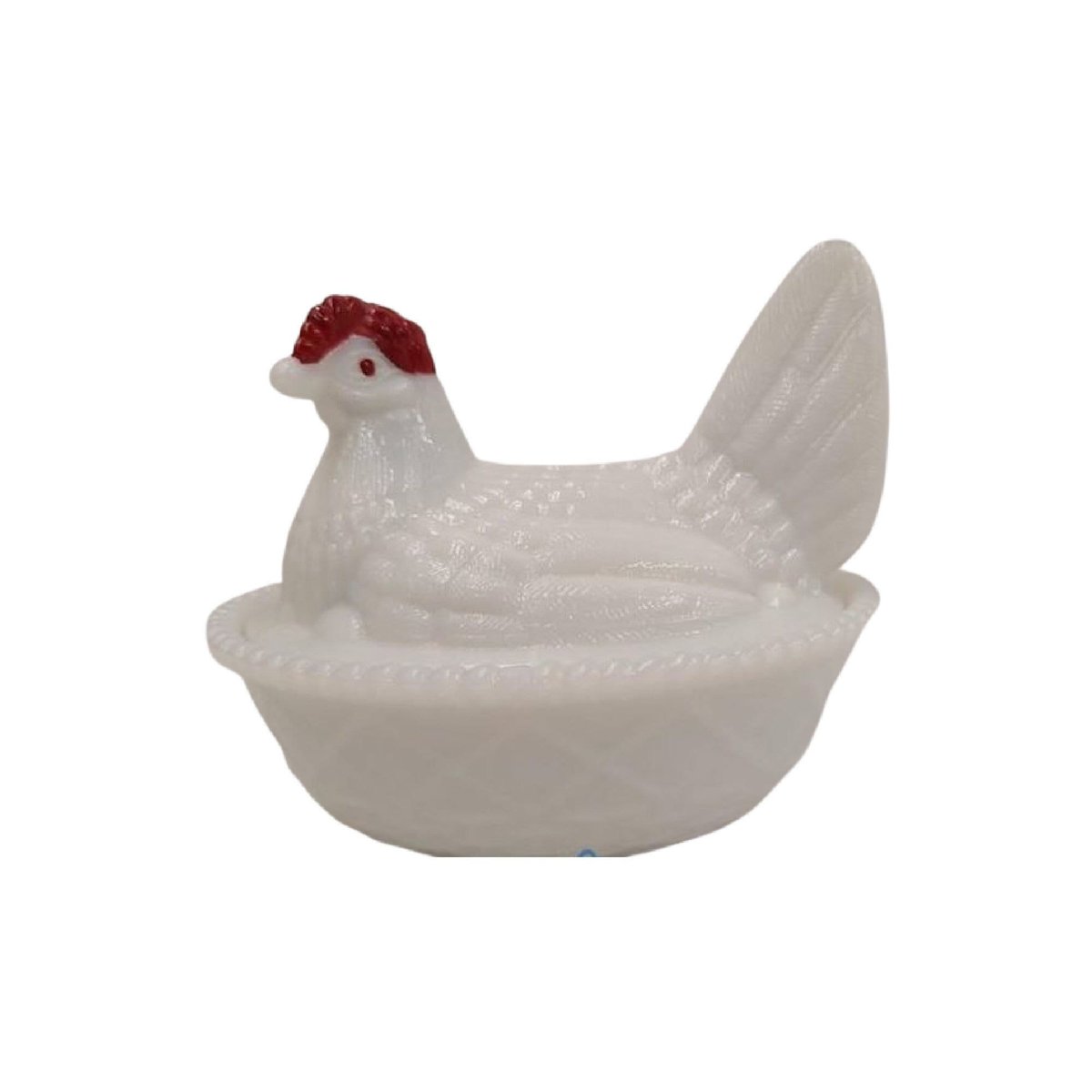 Vintage Hand Painted Milk Glass Rooster on a Nest, 5.5" ,1960s, Hen on a Nest, Free Shipping tuppu.net/a54fc881 #Etsy #JunkYardBlonde #ChickenDish