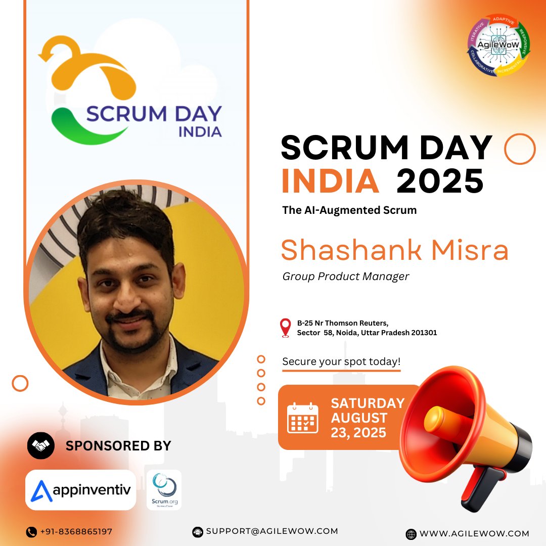 AgileWoW (@agile_wow) on Twitter photo Thanks to Shashank Misra for accepting our invitation for the 2025 edition of the Scrum Day India
The event is sponsored by <a href="/Appinventiv/">Appinventiv</a> and <a href="/Scrumdotorg/">Scrum.org</a>
Book your seat now - scrumdayindia.org
#agilewow #agile #scrum #ai #artificialintelligence
<a href="/Iam_SanjaySaini/">Sanjay Saini</a> Thanks to Shashank Misra for accepting our invitation for the 2025 edition of the Scrum Day India
The event is sponsored by <a href="/Appinventiv/">Appinventiv</a> and <a href="/Scrumdotorg/">Scrum.org</a>
Book your seat now - scrumdayindia.org
#agilewow #agile #scrum #ai #artificialintelligence
<a href="/Iam_SanjaySaini/">Sanjay Saini</a>