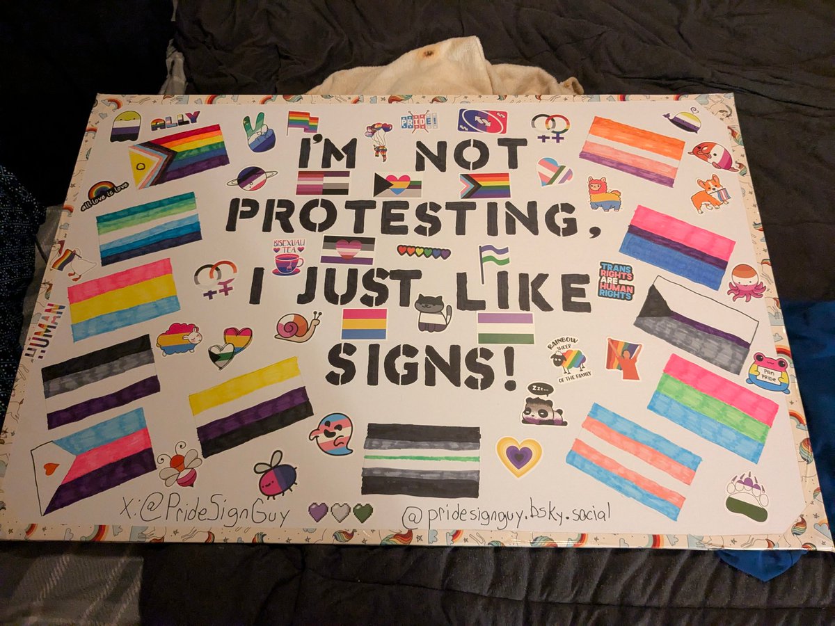 PrideSignGuy's tweet photo. My new sign is done!!! (I used more stickers this time, but I still have a ton left over....) https://t.co/dCErfva20s