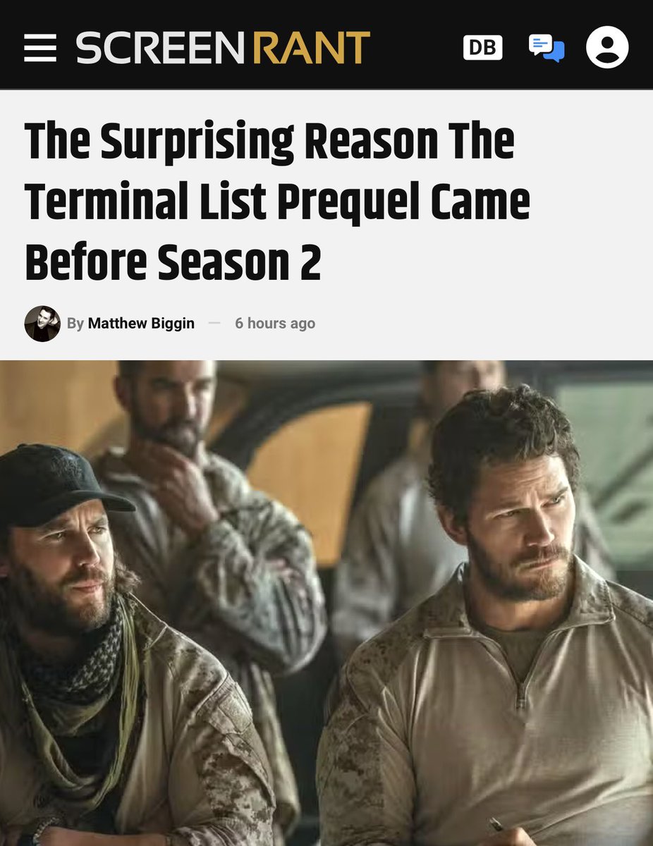 Jack Carr (@jackcarrusa) on Twitter photo The Surprising Reason The Terminal List Prequel Came Before Season 2
<a href="/screenrant/">Screen Rant</a>
screenrant.com/terminal-list-… The Surprising Reason The Terminal List Prequel Came Before Season 2
<a href="/screenrant/">Screen Rant</a>
screenrant.com/terminal-list-…