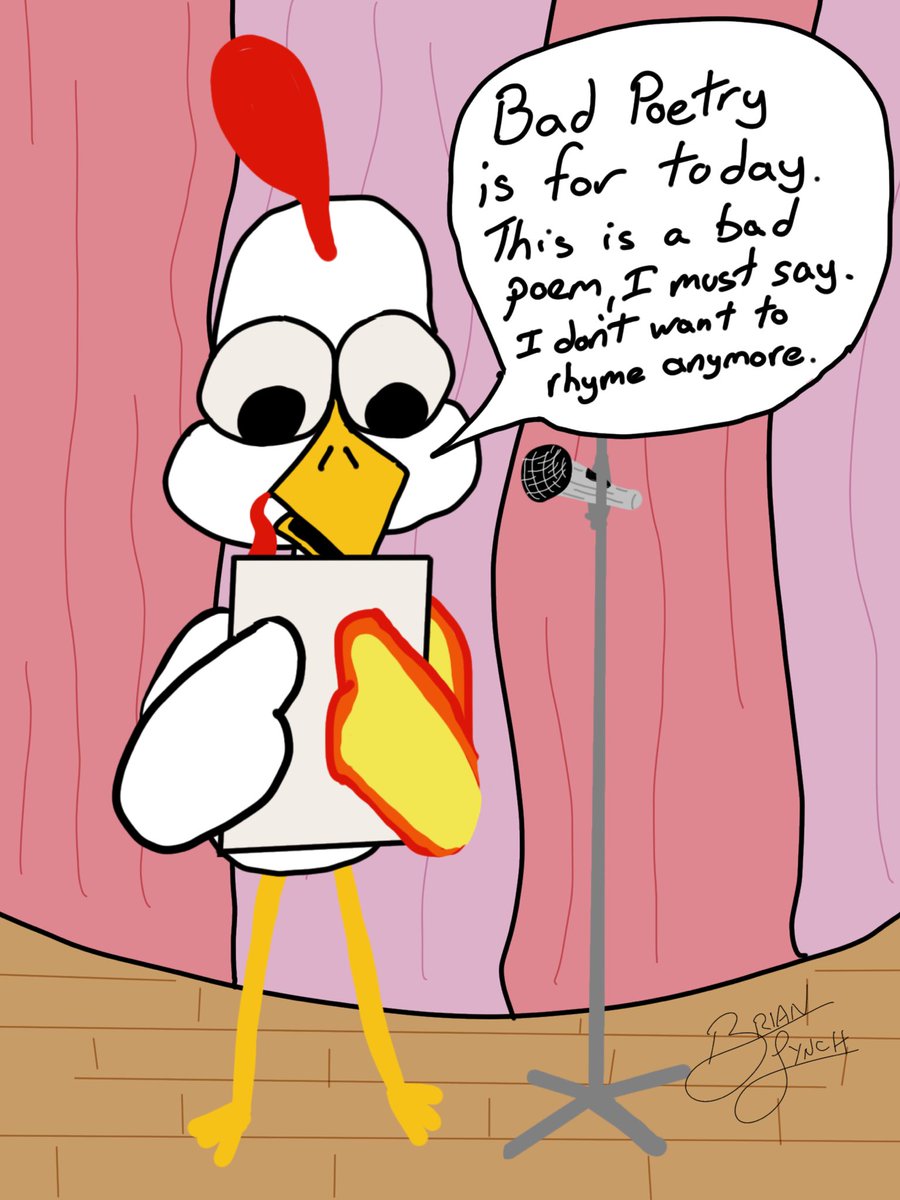 HotWingJustice's tweet photo. Bad Poetry Day. #haroldandhishotwingofjustice #hotwingofjustice #thedailyharold #art #justdoinit #therealdeal #fearlesscartooning #comics #badpoetryday #comicbooks #HWoJ #originalcharacter #YourNewFavoriteArtist #topartist #BrianLynch https://t.co/TmAk6v3bKA