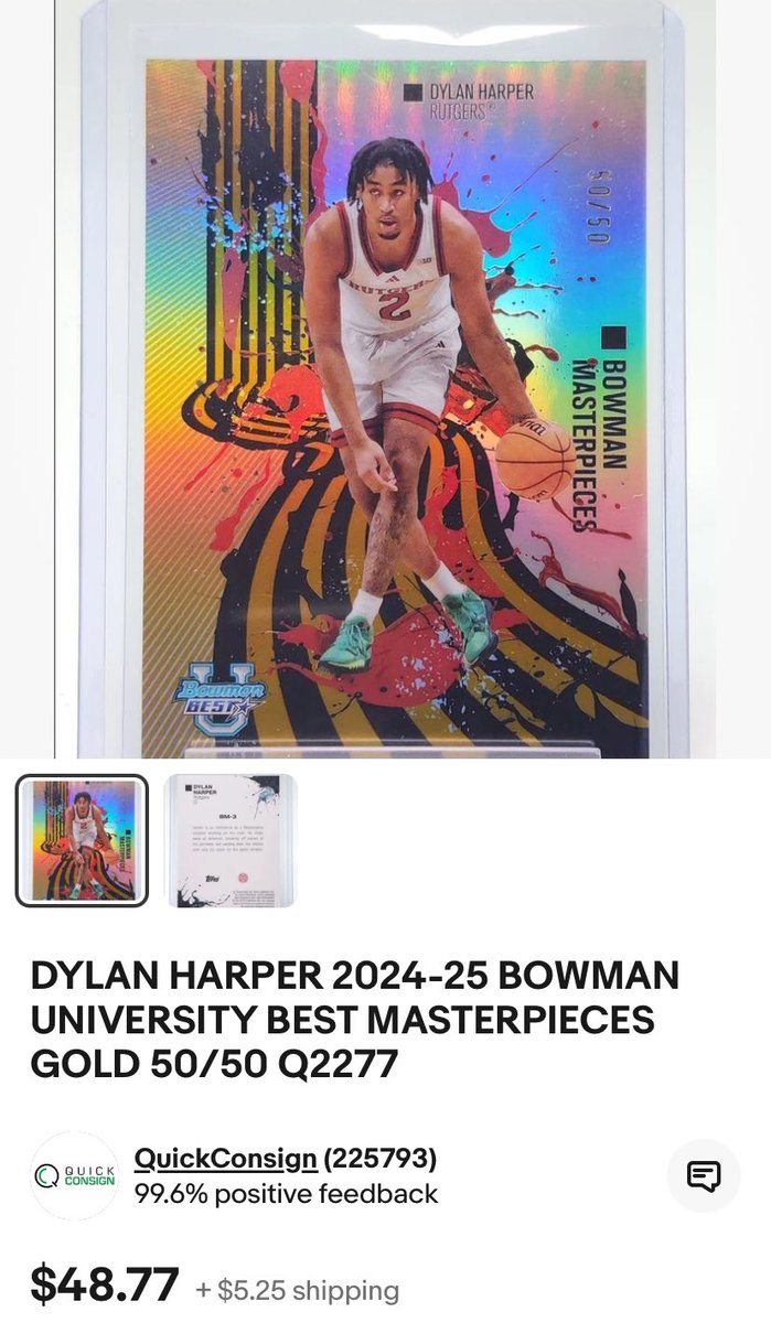 New high comp for Dylan Harper golds, they’ve been steadily rising for over a month now

The 1/10 black refractor sold for the same price a month ago