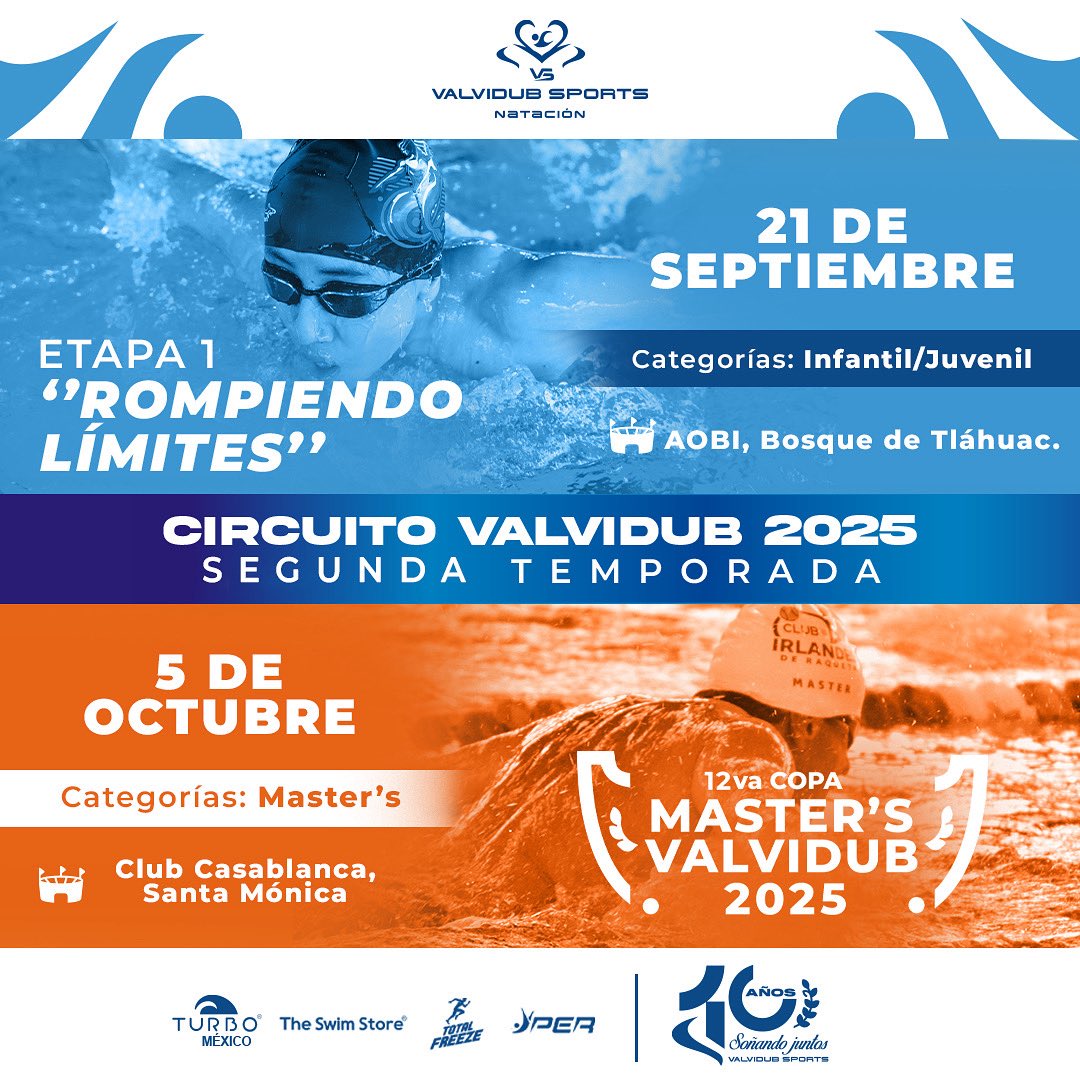 ValvidubSports's tweet photo. 🏊🏼‍♂️¡INICIA LA TEMPORADA CON TODO!✨

🔵¡Arranca la emoción con la etapa 1 del #CircuitoValvidub! 

🟠¿Tú equipo es de adultos? 
La 12va #CopaMastersValvidub te está esperando 🏆

¡Solicita convocatoria por DM e inscríbete! https://t.co/WQ2l5RQwTJ