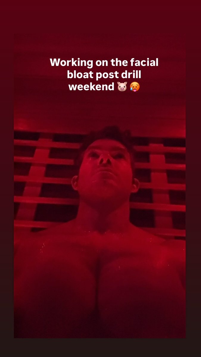 Lt.Crandog in sauna working on facial bloat post drill weekend
