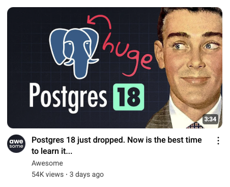 anMT911's tweet photo. Every time a new Pg version drops. And its true. https://t.co/e290IN8FfX