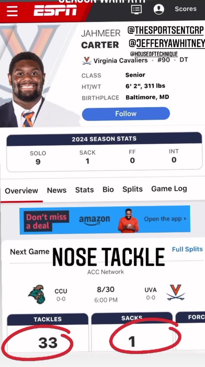 Ferron Carter (@dspmd) on Twitter photo New season starts next week #90 <a href="/iamjahmeer/">Jahmeer Carter</a>
Last ride at <a href="/UVAFootball/">Virginia Football</a>
You have been a solid player since your 1st year. Only the real ones know πͺπΎ New season starts next week #90 <a href="/iamjahmeer/">Jahmeer Carter</a>
Last ride at <a href="/UVAFootball/">Virginia Football</a>
You have been a solid player since your 1st year. Only the real ones know πͺπΎ