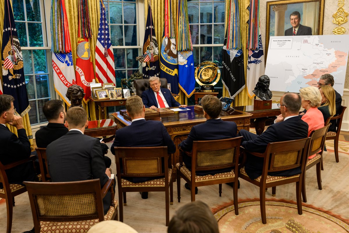 I love this photo from today. Trump is directing the European leaders like a boardroom. 
In their own countries, they are top dogs, in the oval office they sit like school children and listen to the teacher.