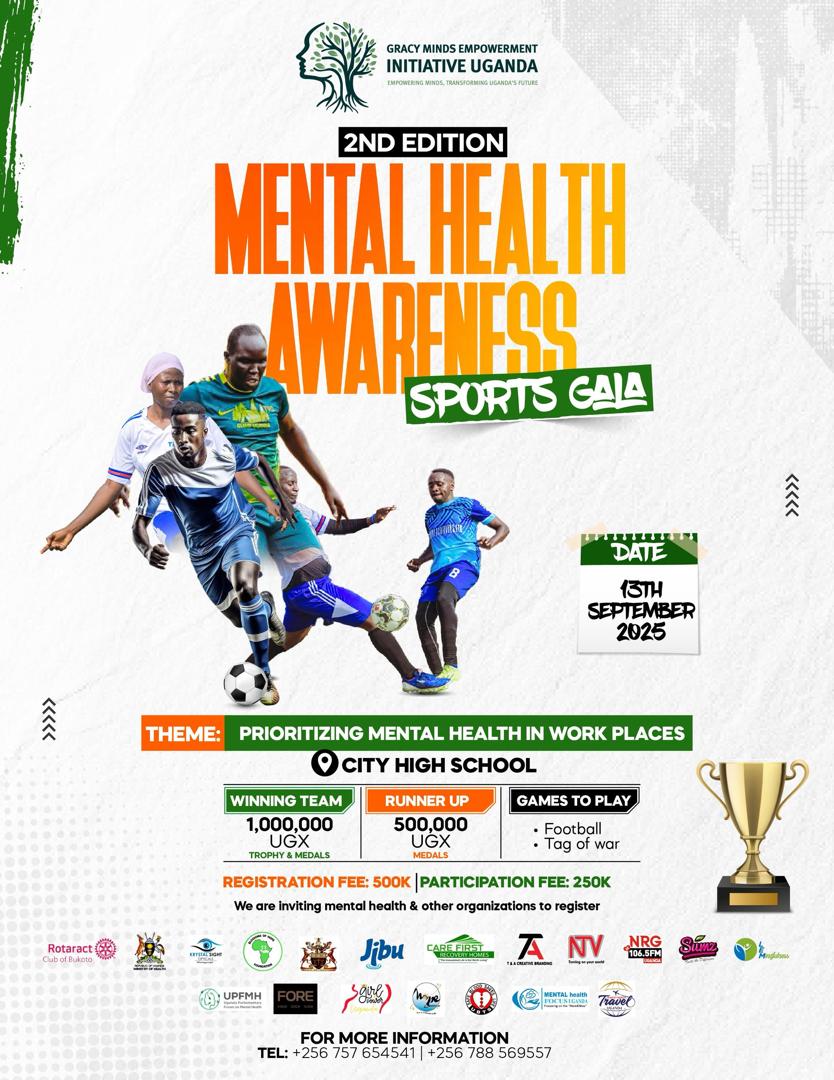 Register Now! 

📅 13th Sept 2025 | 📍 City High School
Prioritizing Mental Health in Workplaces

 Winning Team: UGX 1,000,000 + Trophy &amp; Medals

Runner-up: UGX 500,000 + Medals

Mind games &amp; more 
Don’t miss out—come participate &amp; support mental health💚

#MentalHealth