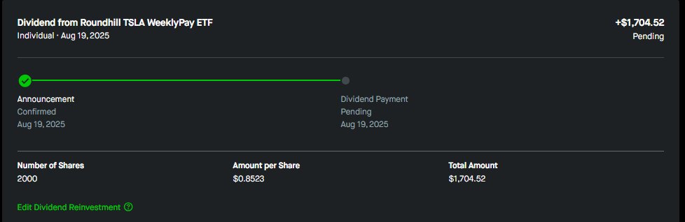 This payout is insane lol 🚀 $TSLA $TSLW keep it going 💸🔥

God is good