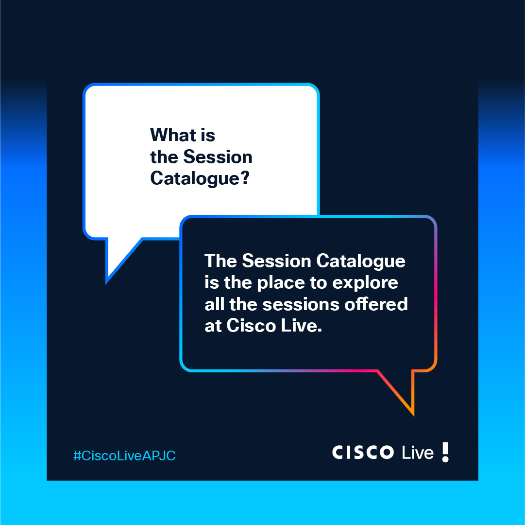 【セッションカタログを活用しましょう！】
Cisco Live Melbourne 2025 のセッション参加計画を立てましょう！
下記リンク先には数百ものセッションを掲載しています。
最先端の知識を得るガイドとしてお使いください。

▼スケジュールを立てる
cs.co/6015fQrFf

#CiscoLiveAPJC #シスコ