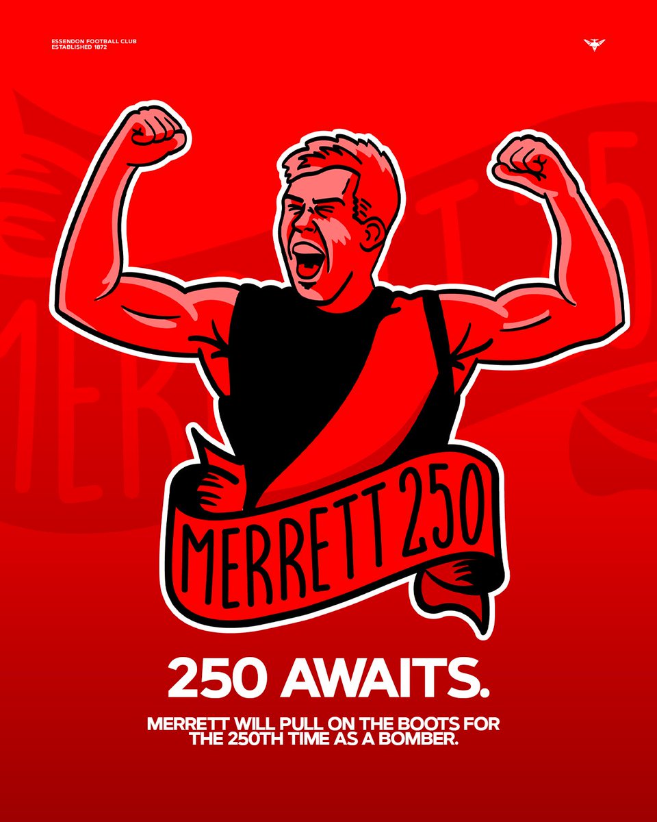 essendonfc's tweet photo. Our last home game for 2025.

Let’s show up for the Skip.

Game 250 awaits. https://t.co/rdzUG8C7FG