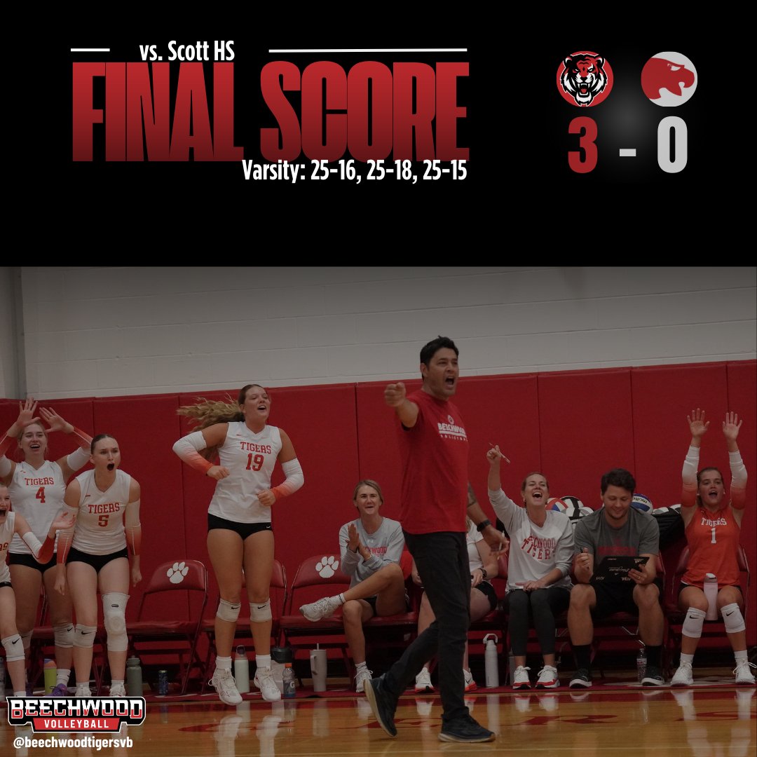 BeechwoodVB's tweet image. ๐งนStraight sweep for Varsity, JV, and Freshman tonight against Scott! ๐๐ช
Way to kickoff the season, Tigers! #letsgotigers #programsweep