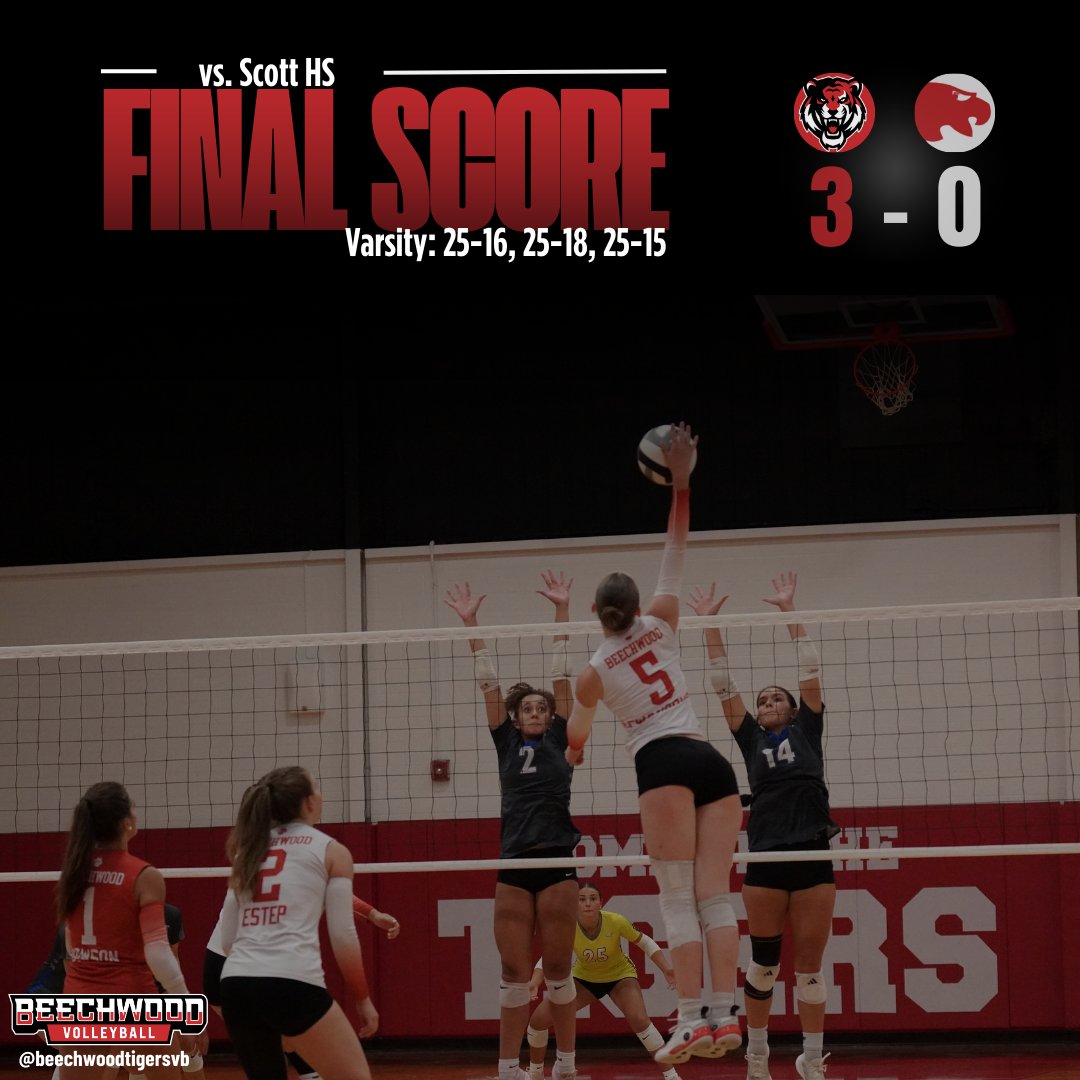 BeechwoodVB's tweet image. ๐งนStraight sweep for Varsity, JV, and Freshman tonight against Scott! ๐๐ช
Way to kickoff the season, Tigers! #letsgotigers #programsweep