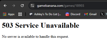 EVERYONE ON BRC WENT TO GAMEBANANA AT ONCE AND IT CRASHED LOLLLLLL