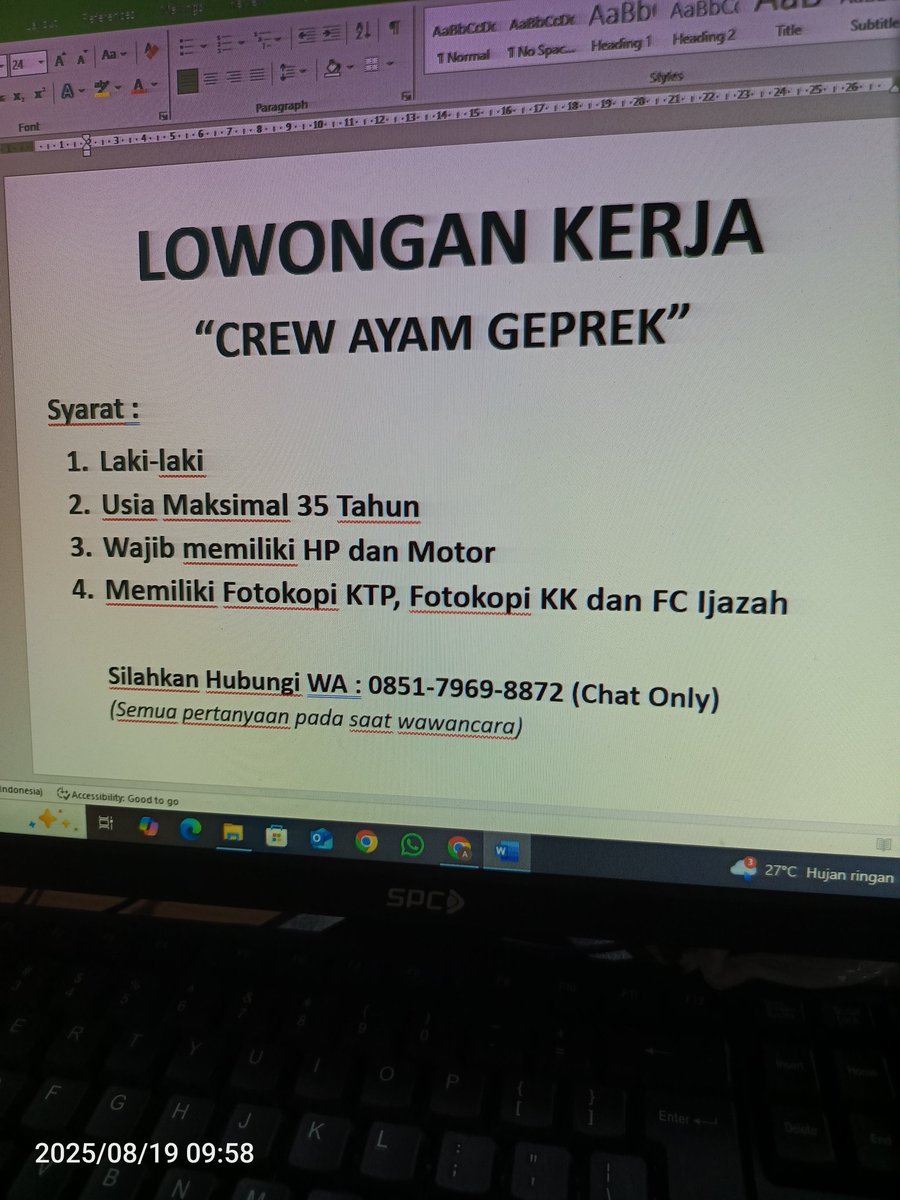 Yang sekitaran Tajurhalang, Bojonggede, Citayam, Inkopad, Arco, Pengasinan, Perigi. Ini ada info lowongan kerja. Serius mau kerja ayo. Serius mau punya usaha sendiri ayo. Semua diajarkan sampai bisa. Asal jujur, sabar dan nurut. #lokerbogor #lowongankerja #lokerdepok