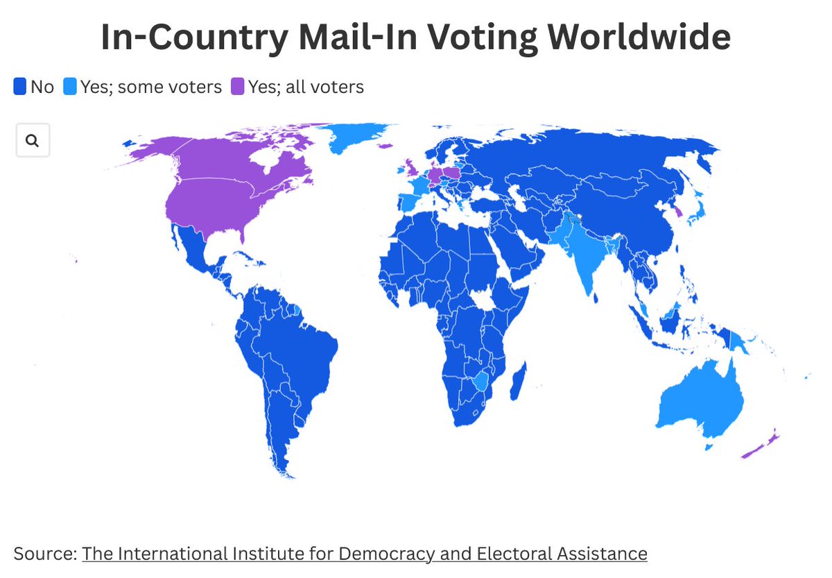 PublicAdvocacy's tweet photo. Trump threatens the voting rights of millions including military families &amp; voters living abroad

Research shows countries using all-postal voting experience the greatest voter turnout. 
Countries w/Mail-In Ballots: Canada Denmark UK Iceland New Zealand Germany Poland S.Korea ... https://t.co/ncMzH28guN