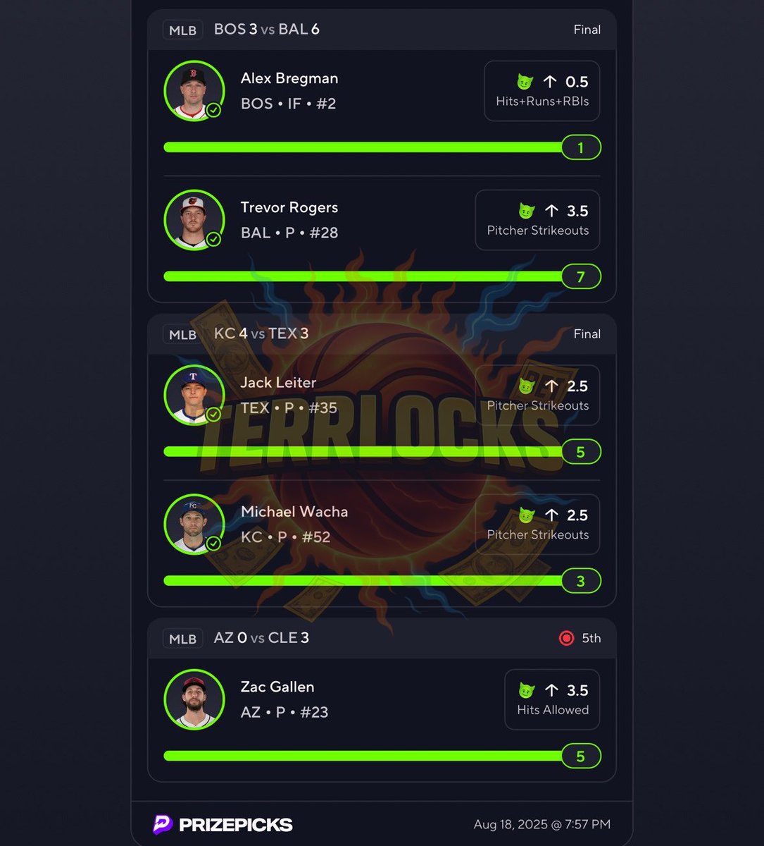 Terrlocks's tweet image. BANG ✅✅✅✅

Join my discord for 🆓 

Whop.com/Terrlocks

📊🔬🧠 Ran the data on @propsbotai 
Code “TERRLOCKS” gets you 7-day trial try it 🔗 link.propsbot.ai/1wvKAWQbmRb 

#slips #xgaming #prizepicks