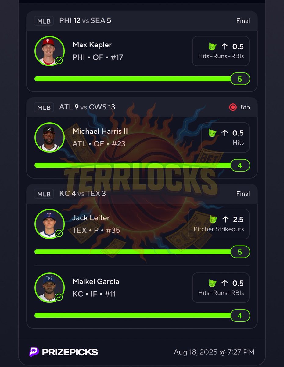 Terrlocks's tweet image. BANG ✅✅✅✅

Join my discord for 🆓 

Whop.com/Terrlocks

📊🔬🧠 Ran the data on @propsbotai 
Code “TERRLOCKS” gets you 7-day trial try it 🔗 link.propsbot.ai/1wvKAWQbmRb 

#slips #xgaming #prizepicks