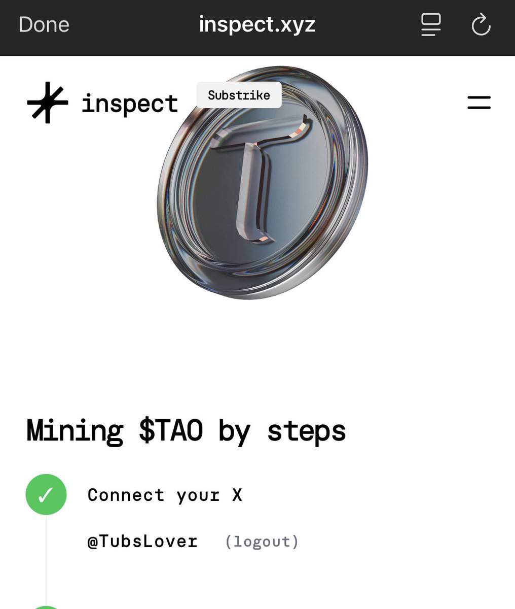 TubsLover's tweet photo. I’m in for free mining with potential for a large $TAO airdrop. All you need to do is connect your X with @inspectxyz and start engaging with other posts that have $TAO. https://t.co/4wVvtyGX5J