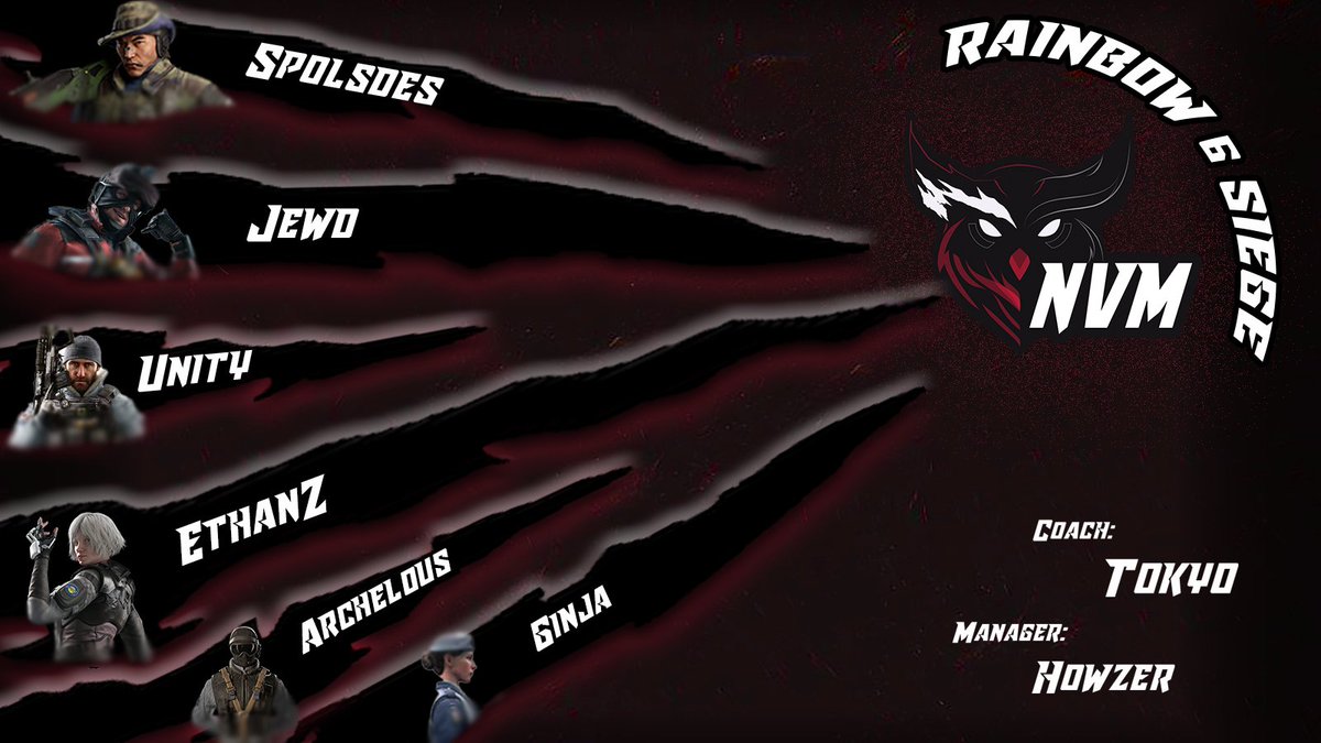 ⚔️ Locked &amp; Loaded ⚔️
Meet the Nevermind eSports Rainbow Six Siege Squad 🦉

🟢 Spolsdes | Jewd | Unity | EthanZ | Archelous | Ginja
🎯 Coach: Tokyo
📋 Manager: Howzer

📸 <a href="/Spolsdes619/">Spolsdes</a>  <a href="/archelousR6/">Archelouss</a> <a href="/Ginja458/">Ginja</a> <a href="/Un1verseUnity/">Jake Nickels</a>  <a href="/JewedR6/">JewedR6</a> @PremiumR6 

🎯 <a href="/Mr_PoopieButhol/">Tokyo</a>  (Coach) 
📋