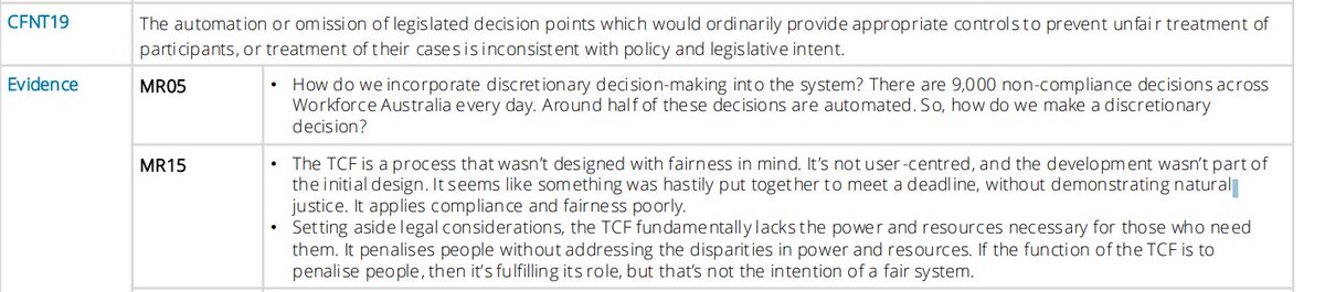 "The TCF is a process that wasn’t designed with fairness in mind

It penalises people without addressing the disparities in power and resources

If the function of the TCF is to penalise people, then it’s fulfilling its role"

This is from a current DIRECTOR within the Department