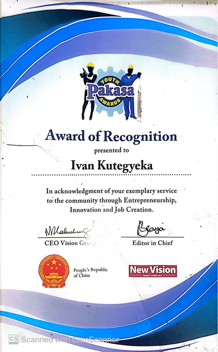 Omupakasi…….. I thank u all for the support🙏, btw we dnt only produce garments &amp; Lether products locally, whilst production, we also empower youth with skills. <a href="/newvisionwire/">The New Vision</a> <a href="/PDChina/">People's Daily, China</a> thanks for recognizing me

#bajeuniforms #bajeskillsacademy