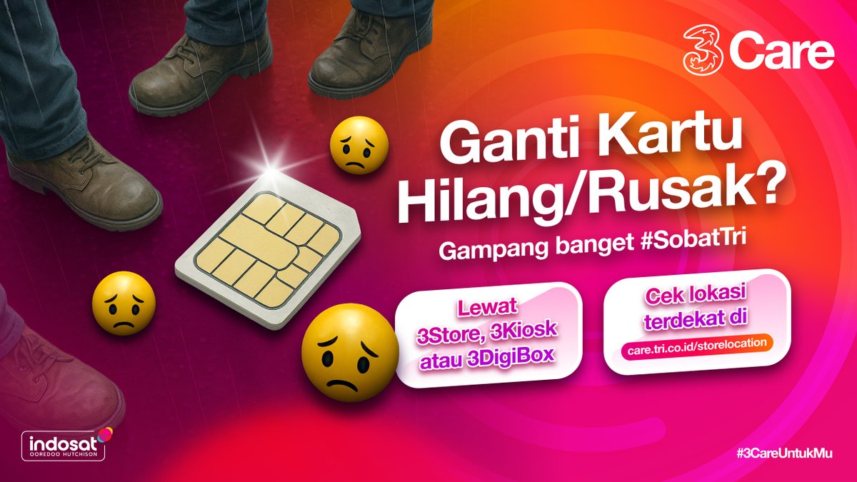 Jangan sedih ya #SobatTri kalau voucher isi ulang kamu nggak kebaca 

Mending langsung minta bantuan Triva aja langsung beres deh😉​

#3CareUntukMu #3CareIndonesia