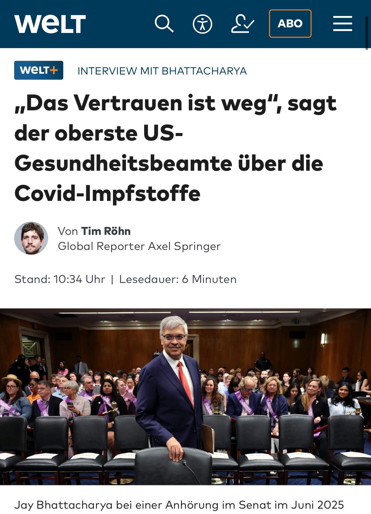 „Wirksam und sicher“ war eine billionenfach wiederholte Lüge.

Bhattacharya:

„Was wir haben, ist ei...