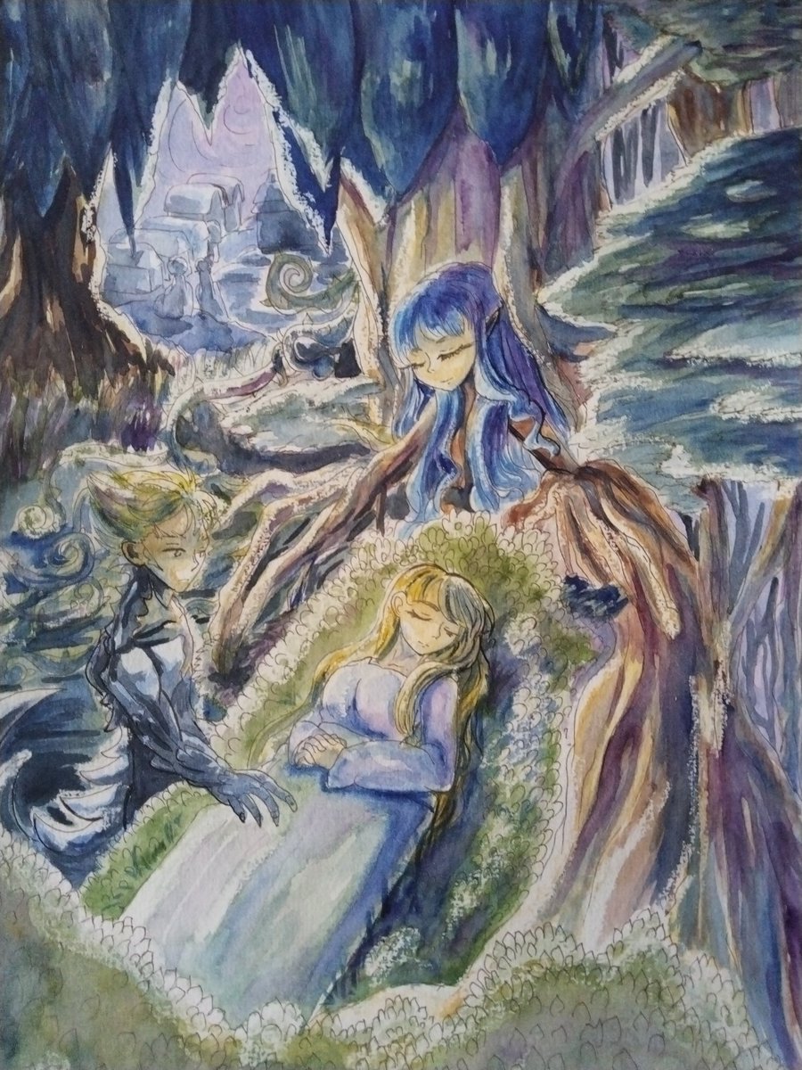 SharilaJess's tweet photo. The final showcase of using candle as substitute for masking liquid. Sometimes I want to draw a very detailed children's book like in the past. 
#illustration #watercolor #painting #mystical #nightforest https://t.co/6uGvuc49fT