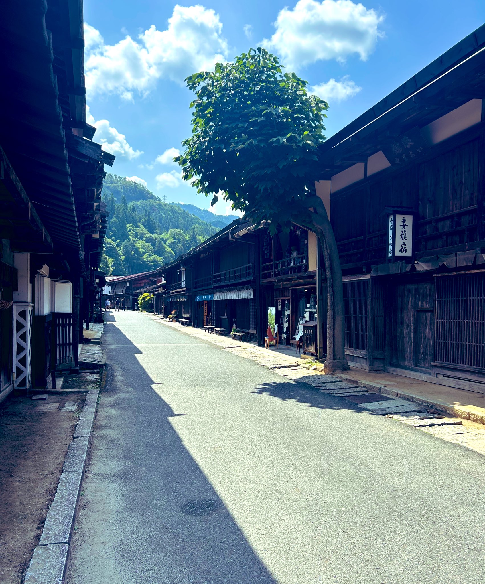 妻籠の宿　銀鼠の甍と恵那山　 パステル画 妻籠の宿 銀鼠の甍と恵那山 パステル画 妻籠宿・馬籠