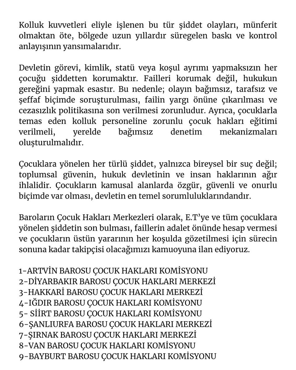 Van Barosu Çocuk Hakları Komisyonu tweet media