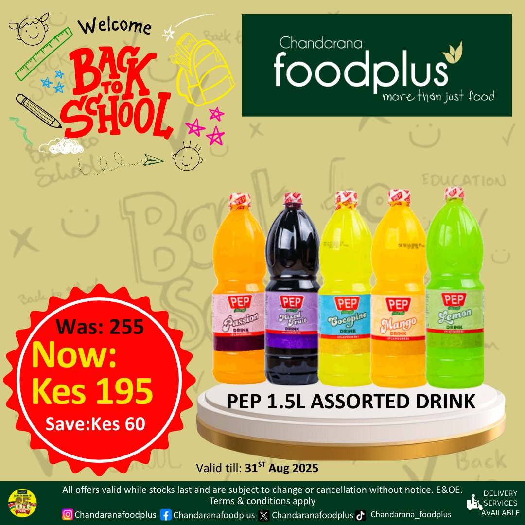 ChandaranaSuper's tweet image. School days are back, and so are the deals at Chandarana! Dive into our amazing back to school offers that will make your wallet smile. Don’t miss out on these smart savings while stocking up for the year ahead!#BackToSchool #ChandaranaDeals #SchoolSupplies #ShopSmart