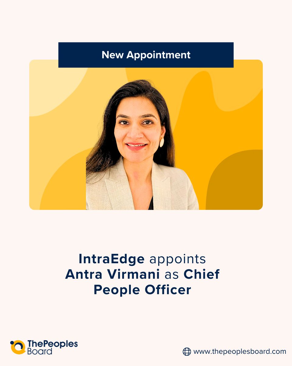 board_the43768's tweet image. 🚨 IntraEdge Appoints Antra Virmani as Chief People Officer.

Read more: thepeoplesboard.com/news/intraedge…

#IntraEdge #PeopleUpdate #LeadershipMoves #CHRO #HRLeadership #TalentStrategy