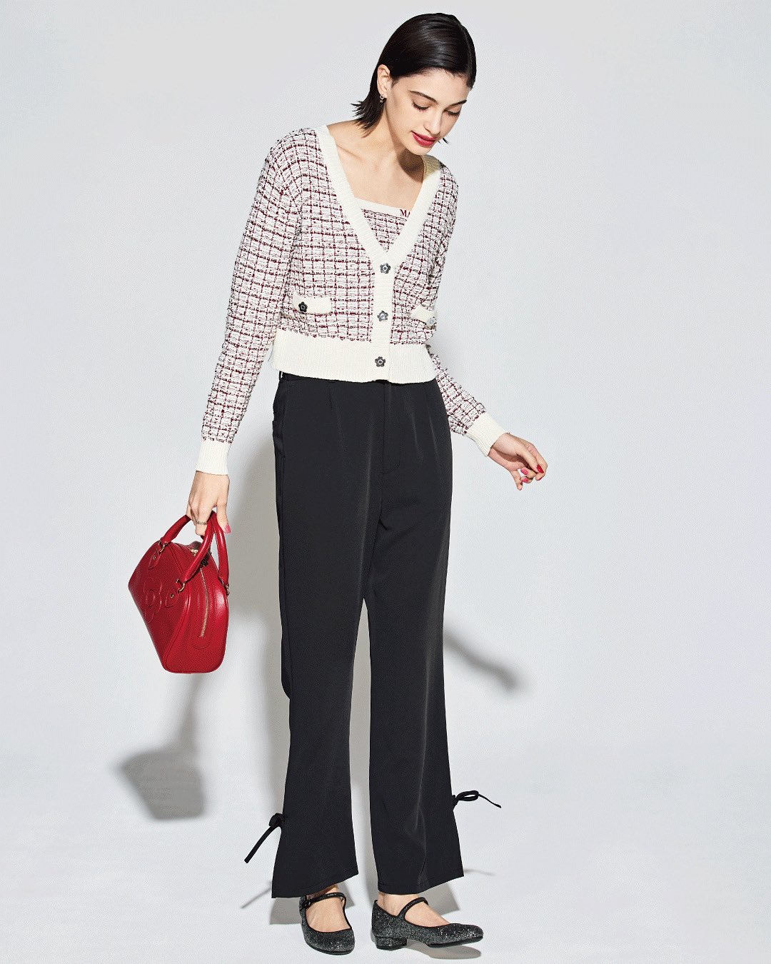 MARY QUANT　マリークワント　ツイード　英国チェック　モヘヤ混ピーコート m49883123450_1.jpg?1707554405