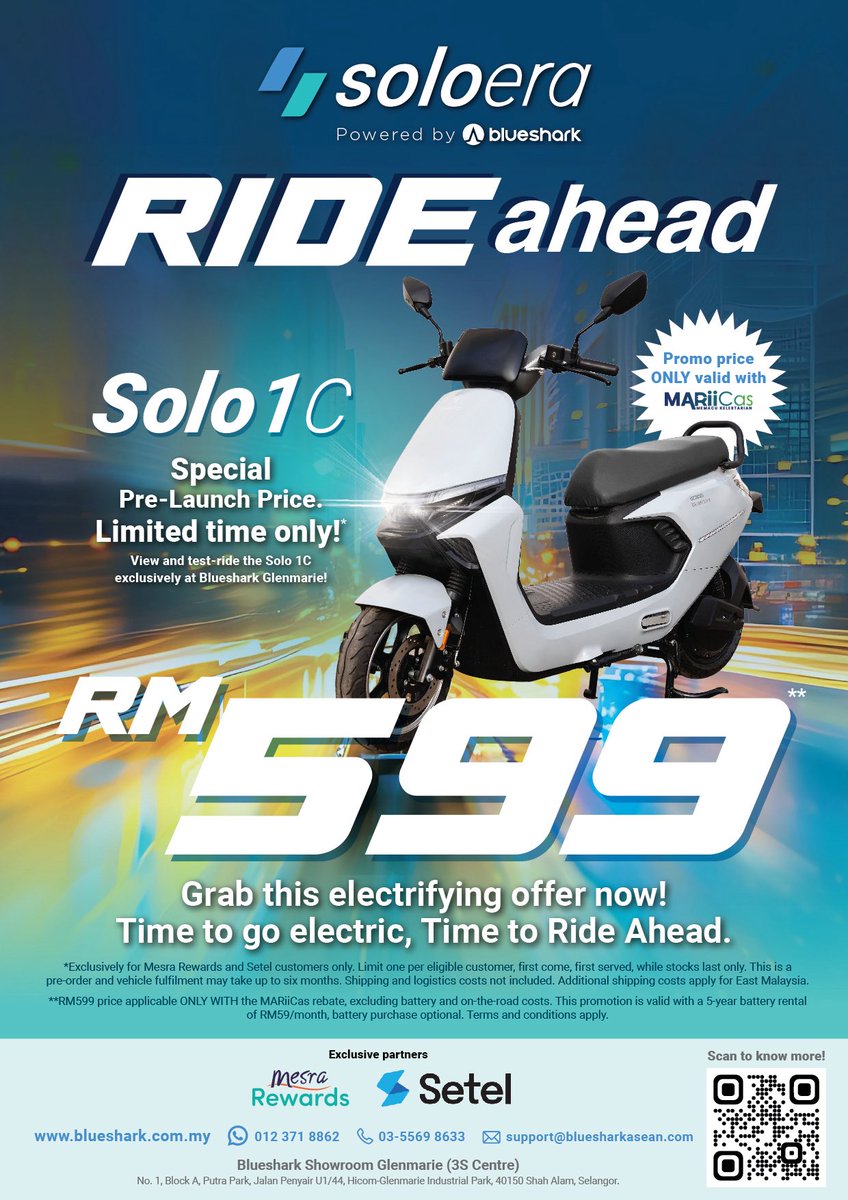 HezeriSamsuri's tweet photo. Nah, skuter elektrik boleh register atas jalan dengan harga RM599 (selepas rebate MARICas). So boleh la letak nombor plet kau.

Kau jangan main atas highway pulak! Ni sesuai untuk laluan dekat dekat. https://t.co/2CPb4SLsdo