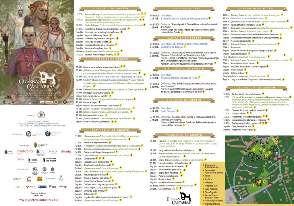 Programa de #GuerrasCántabras 2025. XXIII Edición 🔱
#Fiestadeinterésturísticointernacional
✍ Del 22 al 31 de Agosto
¡No te lo puedes perder! 🗡️⚔️
guerrascantabras.net
#CorralesDeBuelna #Cantabria
#asociaciónguerrascántabras
#cantabriainfinita
#GuerrasCántabras #AEFRH