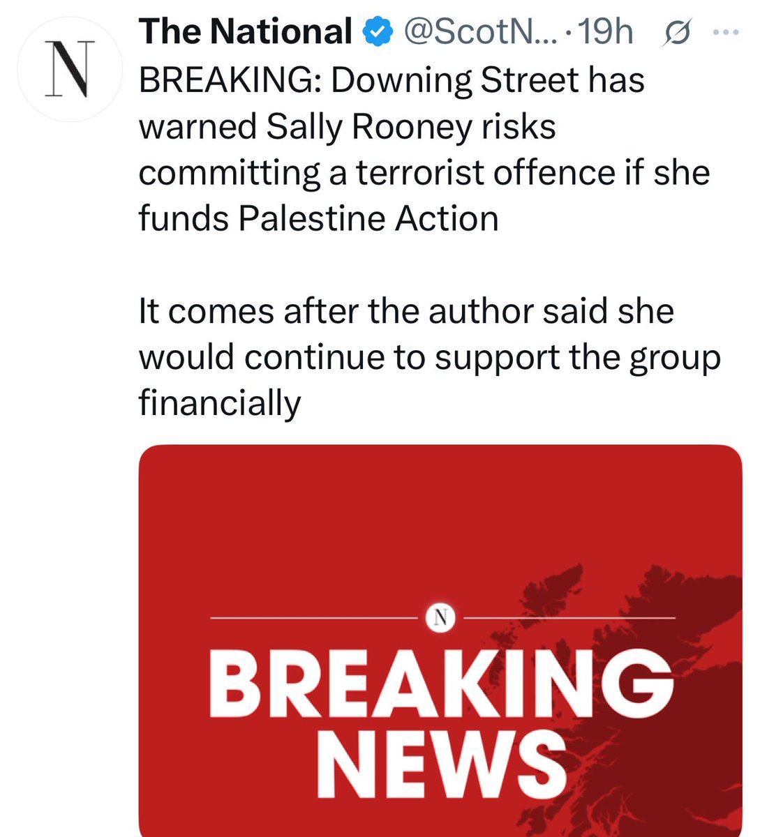 I stand with #SallyRooney. I stand with #PalestineAction 

Keir Starmer’s government is complicit in genocide.