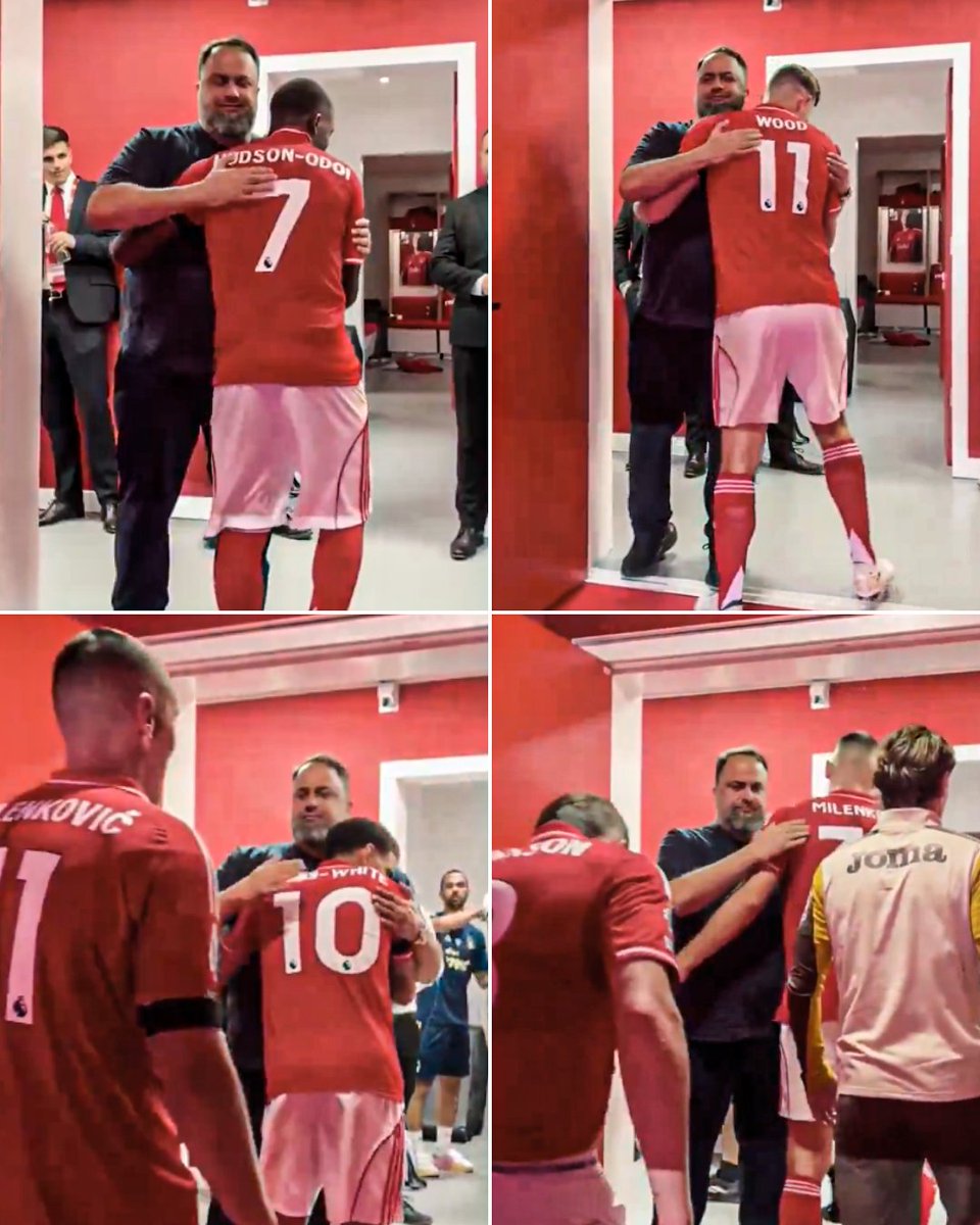 ESPNUK's tweet image. Nottingham Forest's owner Evangelos Marinakis was waiting to congratulate the players after their 3-1 victory over Brentford 😅