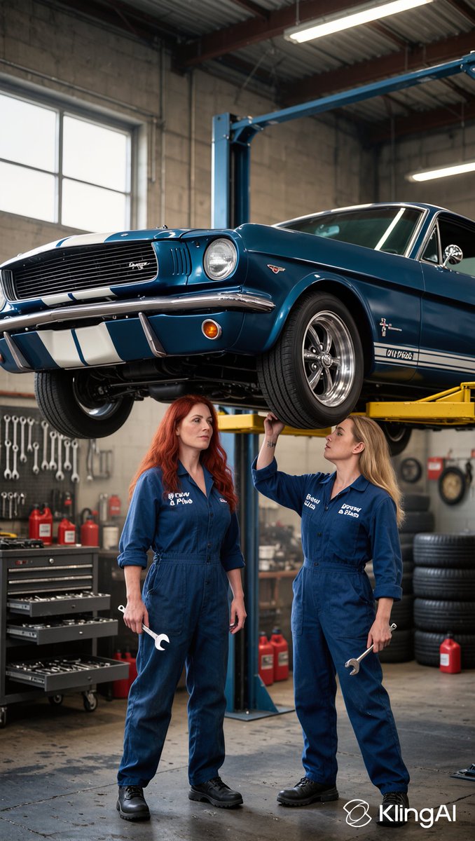 jurgen_er33409's tweet image. 🔧🔥 Blaze &amp;amp; Mina in the garage — keeping classics alive, one Mustang at a time.
#BrewAndPixels #RetroPower #MustangGT