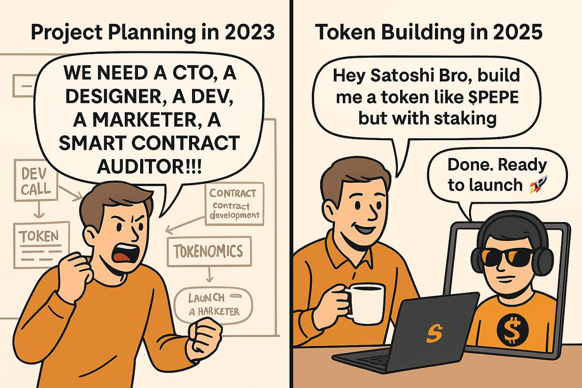 bro_satoshi's tweet image. In 2023: Chaos, teams, budgets, delays.
In 2025: Just Satoshi Bro and vibes 😎

Build. Customize. Launch. In Minutes.
#SatoshiBro #TokenBuilder #DeFiStudio #Web3 #pumpdotfun