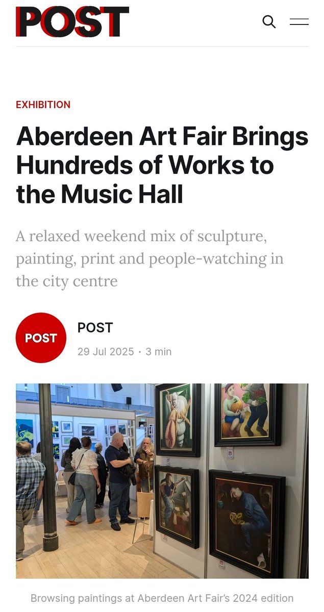 Get the lowdown on the 13th Aberdeen Art Fair in <a href="/postabdn/">Post</a>
Aberdeen Art Fair | 29 - 31 August | The Music Hall 
Free entry all weekend 
#aaf #aaf25 #AberdeenArtFair 

postabdn.com/aberdeen-art-f….