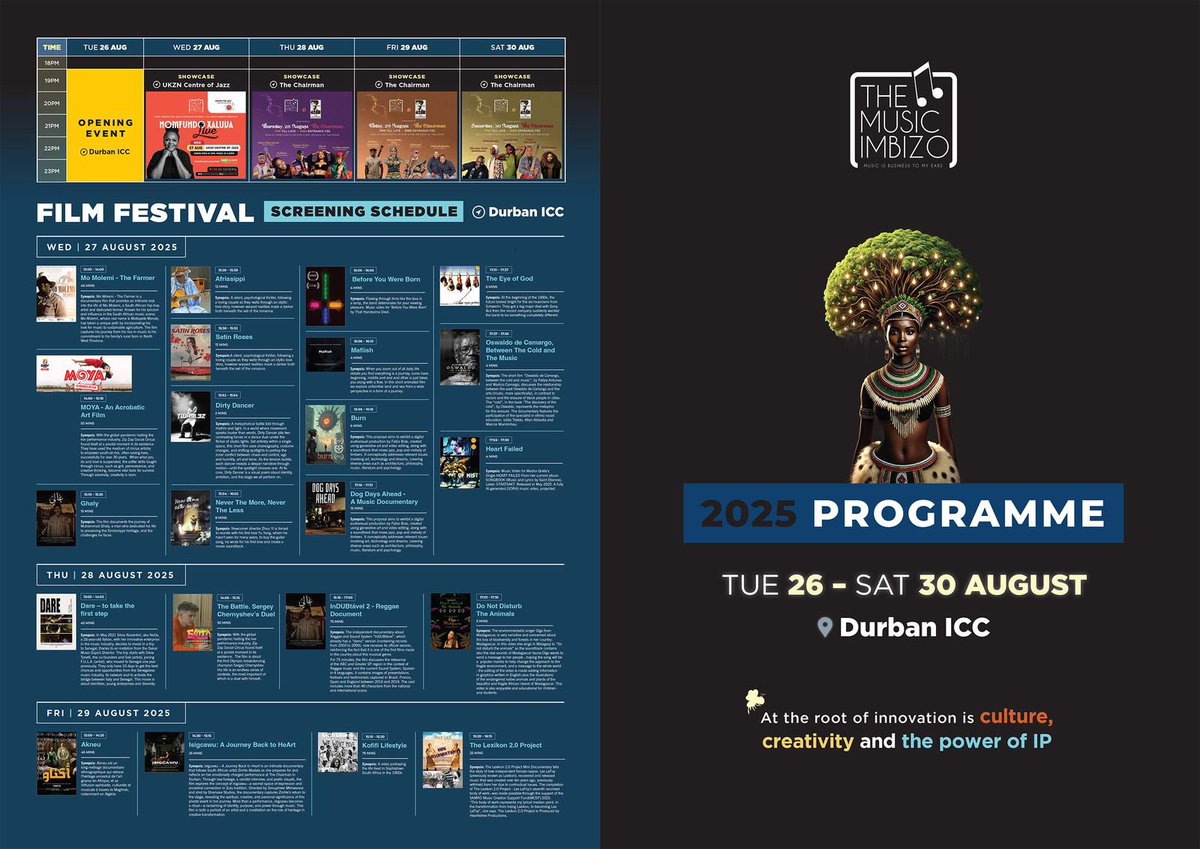 themusicimbizo's tweet image. The wait is over! 

The Music Imbizo 2025 program is LIVE!
4 days of panels, performances &amp;amp; networking at Durban ICC.

📅 26–30 Aug

Check the program &amp;amp; plan your experience now! themusicimbizo.co.za/programme/

#TheMusicImbizo #DurbanICC #MusicBusiness