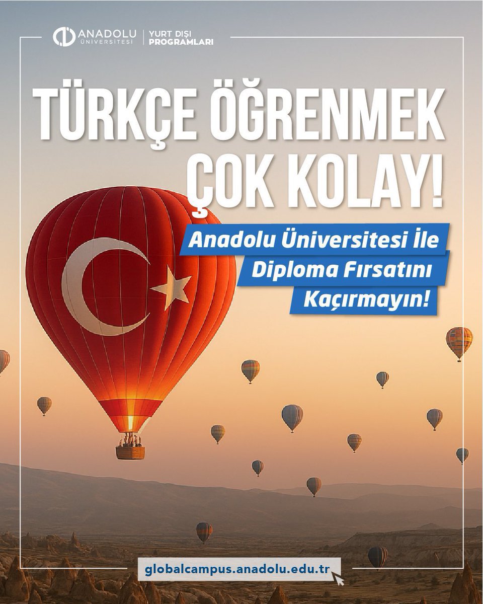 📢Anadolu Üniversitesi, yurtdışında yaşayan vatandaşlarımız ve yabancılar için iki yeni çevrim içi yükseköğretim programı başlatmıştır.
🎓 Türk Dili ve Kültürü Önlisans Programı (A1–B2 hazırlık sınıfı imkânıyla)
🌍 Uluslararası Çevrim içi Programlar
