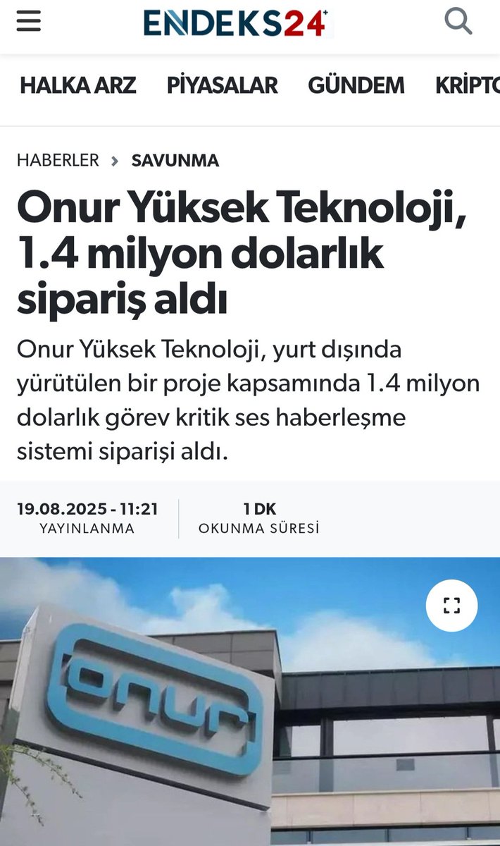 Helal olsun be! Bizim yerli ve milli şirketlerimiz gidip yurtdışında iş aldıkça vallahi göğsümüz kabarıyor. Onur Yüksek Teknoloji (ONRYT)
 1.4 milyon dolarlık sipariş almış yine . İşte bu gurur verici. Paşalar gibi çalışıyor adamlar, Allah yolunu açık etsin 🇹🇷