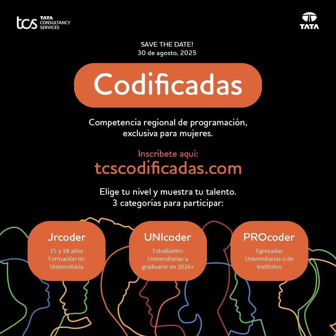 NancyNSalazar's tweet photo. 👩🏻‍💻✨ LLega #Codificadas, la competencia de programación exclusiva para mujeres by TCS.
💡 Gratis · Online · 3 niveles (JrCoder, UniCoder, ProCoder)
💜 Mentorías, workshops, networking y premios 🏆

📅 30 ago 2025
👉 https://t.co/zHHWlOhdN1

🟣 Sólo difundo, no organizo. 💌 https://t.co/xLJSWN3GRg