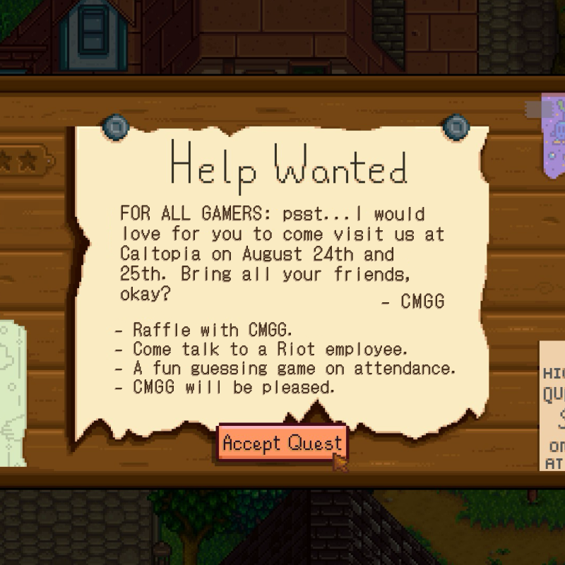 CMGG is tabling at Caltopia! 🗓️ Sun 8/24 &amp; Mon 8/25, 10 AM–4 PM
@RSF
Come by and say hi, there’s going to be: 

✨Free food 
✨Special guest Julia Shen from Riot Games 
✨CMGG raffle (members only): Sign up here tinyurl.com/2526CubbieClub

Hope to see you there!