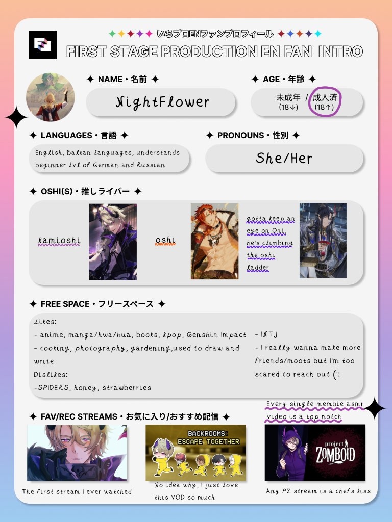 NightFlower97's tweet image. After almost 3 months in the fandom, I finally made it 🤗💜 
 #FSPENintro